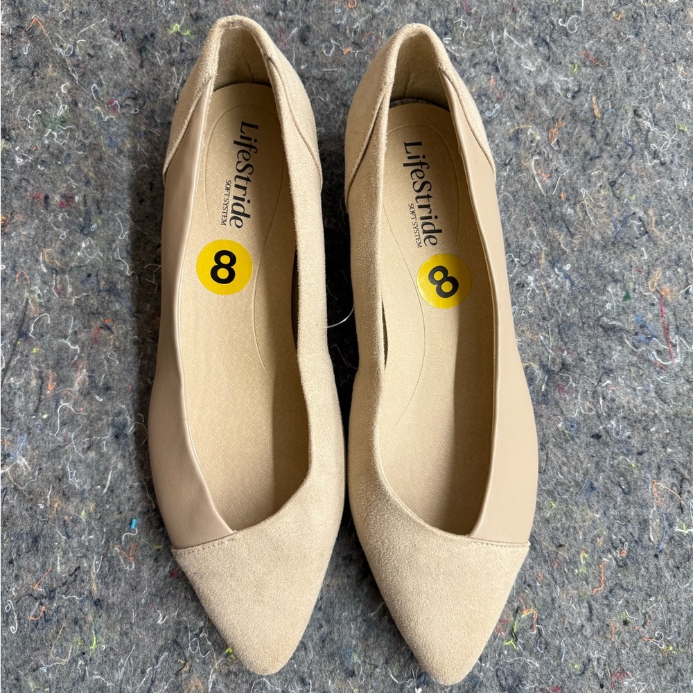 Life Stride Women's Beige Pointed Flats